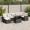 Image de vidaXL Salon de jardin 8 pcs avec coussins noir résine tressée