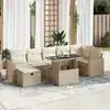 Image de vidaXL Salon de jardin avec coussins 8 pcs beige résine tressée