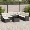 Image de vidaXL Salon de jardin 9 pcs avec coussins noir résine tressée