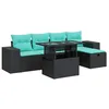 Image de vidaXL Salon de Jardin avec Coussins 6 pcs Gris résine tressée Acacia, Ensemble de canapés d'extérieur, Salon de Jardin, Ensemble de canapés en résine tressée