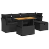 Image de vidaXL Salon de Jardin 6 pcs avec Coussins Noir résine tressée Acacia, Ensemble de canapés d'extérieur, Salon de Jardin, Ensemble de canapés en résine tressée