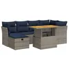 Image de vidaXL Salon de Jardin avec Coussins 7 pcs Noir résine tressée Acacia