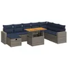 Image de vidaXL Salon de Jardin avec Coussins 9 pcs Gris résine tressée Acacia