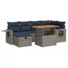 Image de vidaXL Salon de Jardin avec Coussins 7 pcs Noir résine tressée Acacia