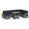 Image de vidaXL Salon de Jardin avec Coussins 9 pcs Gris résine tressée Acacia