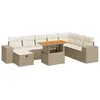 Image de vidaXL Salon de Jardin avec Coussins 9 pcs Beige résine tressée Acacia, Ensemble de canapés d'extérieur, Salon de Jardin, Ensemble de canapés en résine tressée