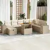 Image de vidaXL Salon de jardin avec coussins 9 pcs beige résine tressée acacia