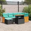 Image de vidaXL Salon de jardin avec coussins 7pcs marron résine tressée acacia