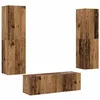Image de vidaXL Meubles TV muraux 3 pcs Vieux Bois Bois d'ingénierie, Banc TV, Meuble HiFi, Centre de Divertissement, Buffet TV, Meuble multimédia, Console TV