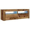 Image de vidaXL Tables de Chevet 2 pcs avec LED Vieux Bois 60x35x40 cm, Armoire latérale, Armoire de Chevet, Support de téléphone, Meuble de Chambre à Coucher