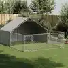 Image de vidaXL Niche d'extérieur pour chien enclos 4x3x1,9 m acier galvanisé