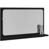 Image de vidaXL Étagère Miroir Chêne Noir 60 x 10,5 x 37 cm Bois d'ingénierie, Meuble de Salle de Bain, Miroir rectangulaire, Rangement Mural Moderne, Solution Pratique, déco stylée