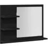 Image de vidaXL Miroir de salle de bain, aspect chêne, noir, 60 x 10,5 x 45 cm, en matériau dérivé du bois, miroir mural, miroir cosmétique