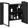 Image de vidaXL Amoire de Salle de Bain avec Miroir Chêne Noir 60 x 12 x 45 cm, Armoire de Salle de Bain rectangulaire Moderne, Miroir de Toilette, Design Mural, Rangement Large, Bois Technique