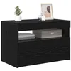 Image de vidaXL Meuble TV avec LED Chêne Noir 60 x 35 x 40 cm Bois d'ingénierie, Basse Meuble rectangulaire Moderne, Rangement pour Salon, en Bois, Design épuré, déco Maison