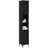Image de vidaXL Armoire de Salle de Bain Noir Chêne 30 x 30 x 190 cm Bois à Ingénierie Rangement Élégant avec Portes À Charnières Et Étagères Intégrées pour Salles de Bains Modernes