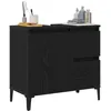 Image de vidaXL Cabinet de Salle de Bain avec tiroir Chêne Noir 65 x 33 x 60 cm, Organisateur de Salle de Bain Moderne, étagère Murale rectangulaire, Cabinet avec Porte, Rangement Robuste