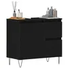 Image de vidaXL Meuble de Lavabo de Salle de Bain Chêne Noir 65 x 33 x 60 cm, Meuble sous lavabo, Rangement Durable, Solution Moderne, pour Petits espaces, Organisation Efficace