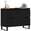 Image de vidaXL Cabinet de Salle de Bain avec tiroir Chêne Noir 80 x 33 x 60 cm, Miroir rectangulaire Moderne, Armoire Murale, Rangement Compact, Design élégant pour des espaces efficaces