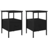 Image de vidaXL Table de Chevet avec tiroir 2 pcs Chêne Noir 34 x 36 x 50 cm, Table de Nuit Moderne, Design Compact, Rangement Pratique, idéal pour Un décor Minimaliste.