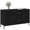 Image de vidaXL Buffet Chêne Noir 100 x 36 x 60 cm Bois d'ingénierie, Meuble Buffet en chêne, Rangement Pratique pour Salle à Manger, Finition Mate, Organisateur élégant pour Maison