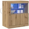 Image de vidaXL Buffet LED Marron 60,5 x 37 x 67 cm Bois d'ingénierie, Buffet Moderne, Meuble de Salle à Manger rectangulaire, Rangement Pratique, Bois d'ingénierie, Design Minimaliste