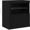 Image de vidaXL Buffet LED Noir 60,5 x 37 x 67 cm Bois d'ingénierie, Buffet Moderne, Meuble de Salle à Manger rectangulaire, Rangement Pratique, Bois d'ingénierie, Design Minimaliste