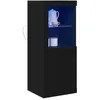 Image de vidaXL Buffet LED Noir 41 x 37 x 100 cm Bois d'ingénierie, Buffet Rectangulaire Moderne, Unité de Rangement Intérieure, Cabinet LED Durable, Mobilier Multifonctionnel, Lignes Épurées, Organisation