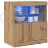 Image de vidaXL Buffet LED Marron 60,5 x 37 x 67 cm Bois d'ingénierie, Buffet de Salle à Manger Moderne, Meuble élégant, unité de Rangement spacieuse avec éclairage RGB, Bois Solide et Durable
