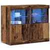 Image de vidaXL Buffet LED Marron 81 x 37 x 66,5 cm Bois d'ingénierie, Buffet Moderne pour Salle à Manger, Meuble de Rangement rectangulaire, Meuble LED pour Espace de Vie, Solution élégante et Polyvalente