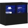 Image de vidaXL Buffet LED Noir 81 x 37 x 66,5 cm Bois d'ingénierie, Buffet Moderne rectangulaire, unité de Rangement stylée, éclairage LED, Meuble Durable, Cabinet Polyvalent