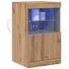 Image de vidaXL Buffet LED Chêne Artisanal 41 x 37 x 67 cm Bois d'ingénierie, Buffet de Salle à Manger Tendance, Meuble de Rangement rectangulaire, Cabinet LED Moderne, étagère en Verre Pratique