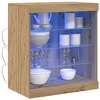 Image de vidaXL Buffet LED Chêne Artisanal 60,5 x 37 x 67 cm Bois d'ingénierie, Rangement Salle à Manger, Buffet Rectangulaire, Éclairage LED, Étagères en Verre, Meuble USB, Ambiance RGB