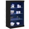 Image de vidaXL Buffet LED Chêne Noir 60,5 x 37 x 100 cm Bois d'ingénierie, Buffet Moderne, Meuble de Rangement élégant, unité d'affichage avec éclairage LED, Cabinet Contemporain Polyvalent