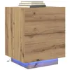 Image de vidaXL Cabinet de Chevet avec tiroir Chêne Artisanal 45 x 40 x 55 cm, Table de Chevet compacte, Armoire de lit en Bois Rustique, unité de Rangement, Table de Nuit avec tiroirs, Organisateur LED