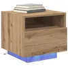 Image de vidaXL Cabinet de Chevet 2 pcs Chêne Artisanal 40 x 39 x 37 cm, Table de Chevet compacte avec éclairage LED, Meuble Rustique et Fonctionnel en Bois pour ta Chambre
