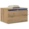 Image de vidaXL Cabinet de Chevet Mural Chêne Artisanal 50 x 36 x 30 cm, Rangement de Chambre, Cabinet Mural, Commode Rustique, Luminaire LED de Chevet, Mobilier Gain de Place, Organisateur Compact
