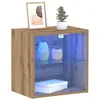 Image de vidaXL Étagère Flottante avec lumière LED Marron 40 x 28,5 x 40 cm, Étagère Flottante rectangulaire Moderne, Solution de Rangement Robuste, lumière LED intégrée, déco Minimaliste