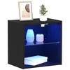 Image de vidaXL Étagère flottante avec lumière LED 2 pcs Noir 40 x 28,5 x 40 cm, Étagère flottante rectangulaire moderne, solution de rangement robuste, lumière LED intégrée, déco minimaliste