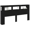 Image de vidaXL Tête de lit LED avec étagère Chêne Noir 200 x 18,5 x 103,5 cm, Têtière Moderne stylée avec USB, Espace de Rangement, LED Multicolores, éclairage d'ambiance pour Une Chambre Luxe