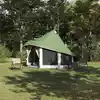 Image de vidaXL Tente Tipi familiale Tipi avec toit Vert 404 x 370 x 270 cm