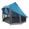Image de vidaXL Tente Tipi familiale avec Toit Bleu 404 x 370 x 270 cm, Vie en Plein air, tipi Moderne, imperméable, abri spacieux pour des Vacances en Famille, Aventure stylée