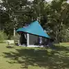 Image de vidaXL Tente Tipi familiale Tipi avec toit Bleu 404 x 370 x 270 cm