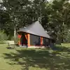 Image de vidaXL Tente Tipi familiale Tipi Gris et orange 404 x 370 x 270 cm