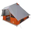 Image de vidaXL Tente Tipi avec Toit Gris et Orange 358 x 296 x 258 cm Taffetas, Jardin et Terrasse, Tente de Camping Moderne, Tipi, Abri Spacieux et Résistant aux Intempéries