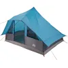 Image de vidaXL Tente Tipi avec Toit Bleu 364 x 281 x 257 cm Taffetas, Jardin et Terrasse, Tente Familiale Moderne, Hébergement Extérieur, Abri de Camping Spacieux, Structure Tipi Écologique