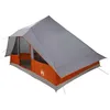 Image de vidaXL Tente Tipi avec Toit Gris et Orange 364 x 281 x 257 cm Taffetas, Jardin et Terrasse, Tente Familiale Moderne, Hébergement Extérieur, Abri de Camping Spacieux, Structure Tipi Écologique