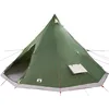 Image de vidaXL Tente Tipi avec Toit Vert 560 x 560 x 300 cm Taffetas, Tente familiale, Style Moderne, spacieuse pour extérieur, résiste au Vent, matériel de Camping, avec Port E