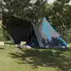 Image de vidaXL Tente Tipi familiale Tipi Bleu et gris 510 x 690 x 330 cm