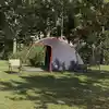 Image de vidaXL Tente Cabane avec toit Gris et orange 370 x 230 x 185 cm
